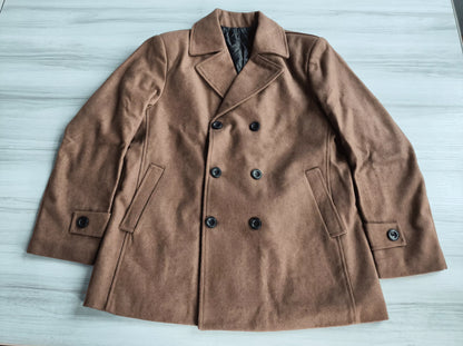 Wool Blend Pea Coat – Double-Breasted Coat