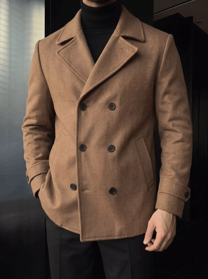 Wool Blend Pea Coat – Double-Breasted Coat