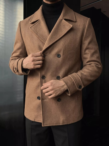 Wool Blend Pea Coat – Double-Breasted Coat