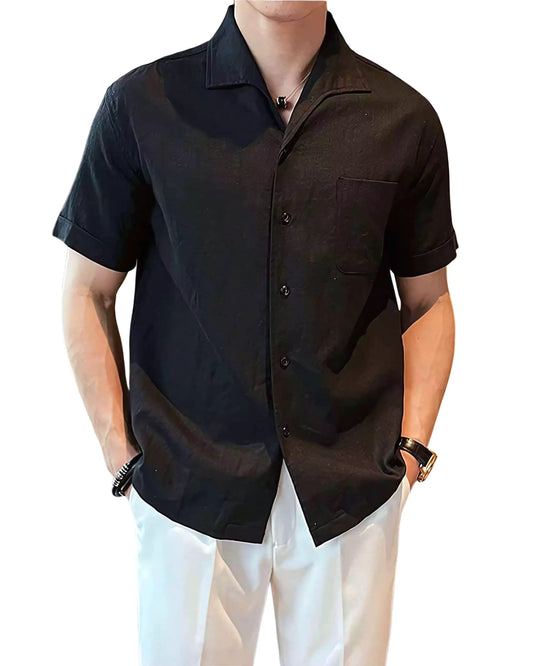 The Riviera Arc-Collar Short-Sleeve Shirt - The Riviera Arc-Collar Short-Sleeve Shirt Alex Shogun Men's Clothes
