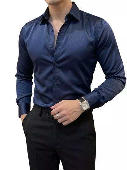 Royal Satin Shirt - Men's Satin Dress Shirt | Silk Feel Elegant | Alex Shogun Alex Shogun Men's Clothes