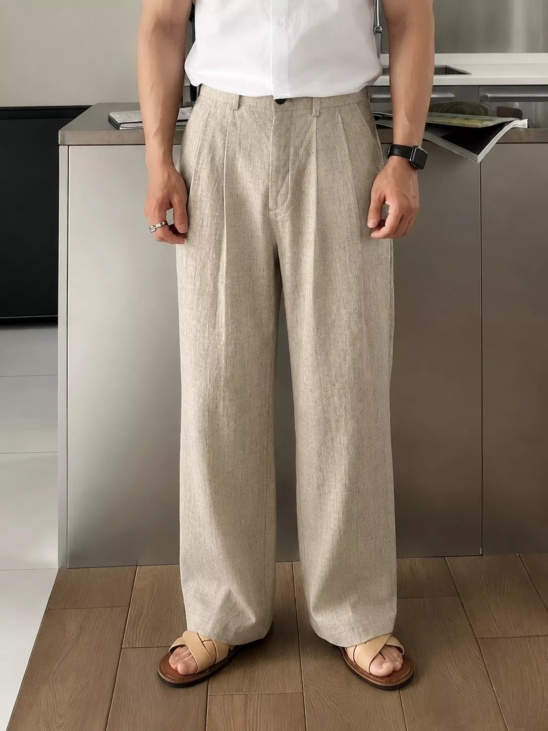 The Nobleman's Linen Wide-Leg Pants - Men's Wide Leg Linen Pants | Luxury Aesthetic Trousers | Alex Shogun Alex Shogun Men's Clothes