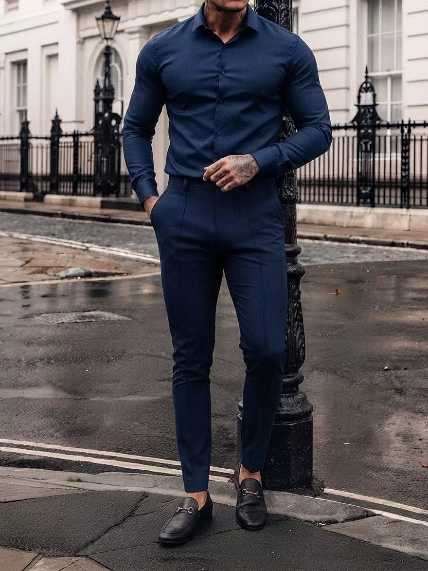 Business-Casual Tailored Trousers - Men's Slim Fit Business Trousers | Tailored Pants | Alex Shogun Alex Shogun Men's Clothes