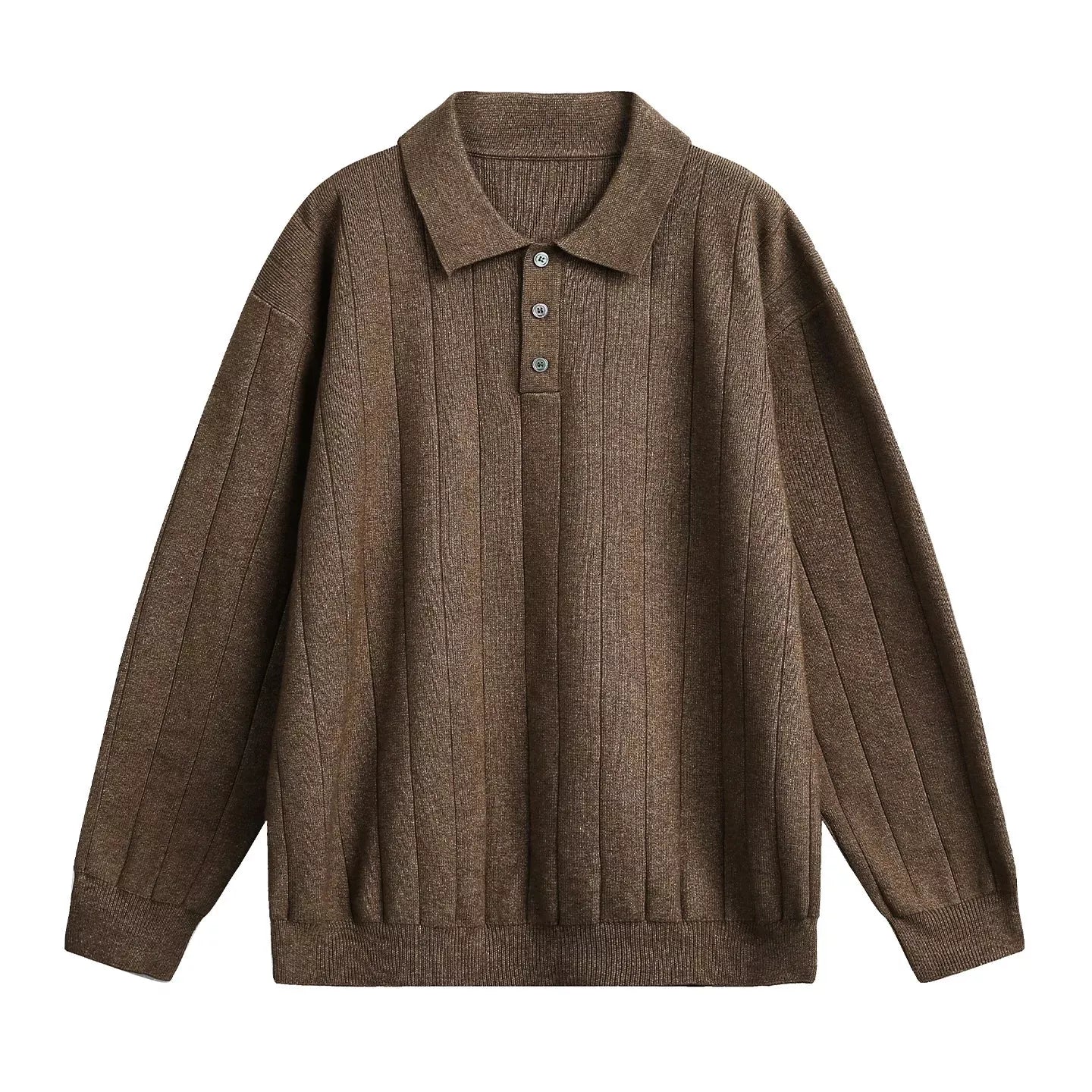 Polo Collar Sweater Vertical Ribbed - Polo Collar Sweater Vertical Ribbed Alex Shogun Men's Clothes