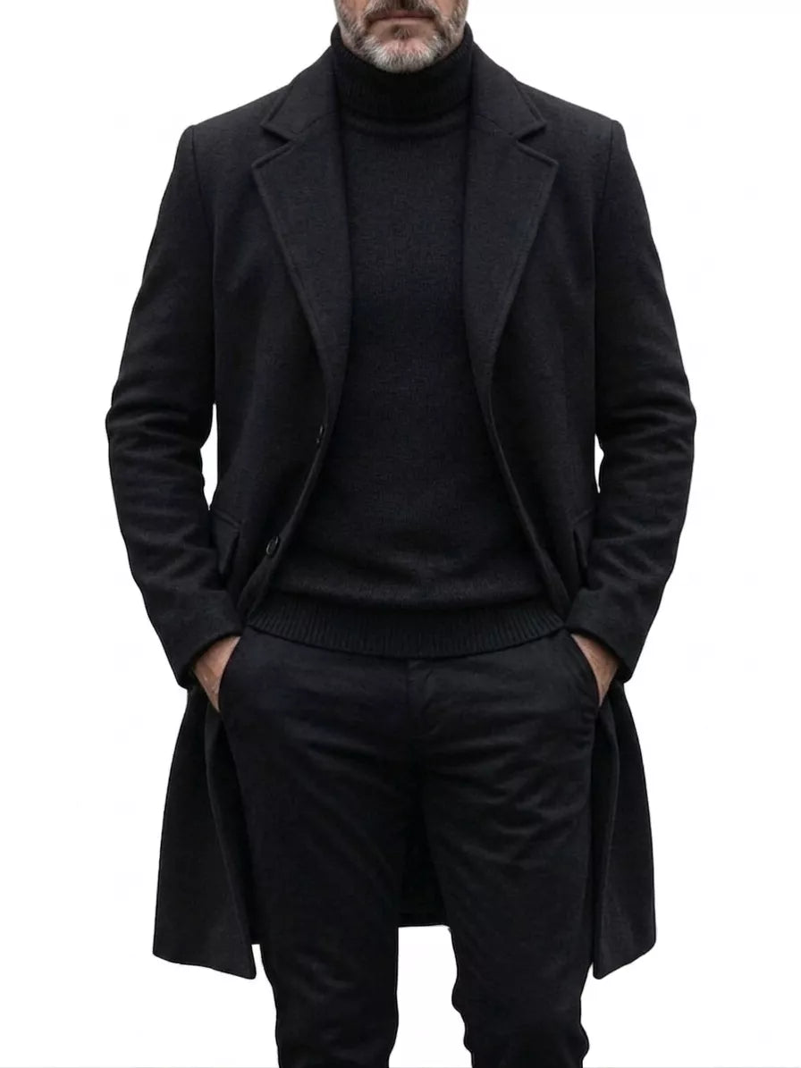 The Sovereign Overcoat — Wool Blend Long Trench - Alex Shogun Men's Clothes