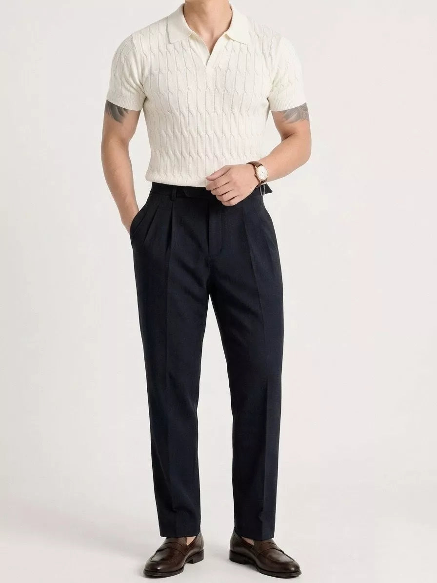 Knitted Jacquard Polo Shirt - Knitted Jacquard Polo Shirt Alex Shogun Men's Clothes