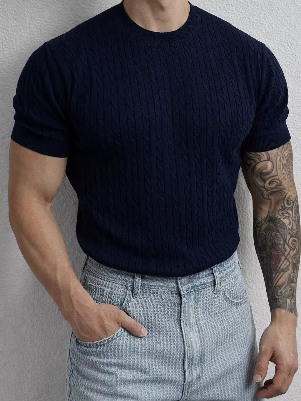 Cable Knit Tee - Cable Knit Tee Alex Shogun Men's Clothes