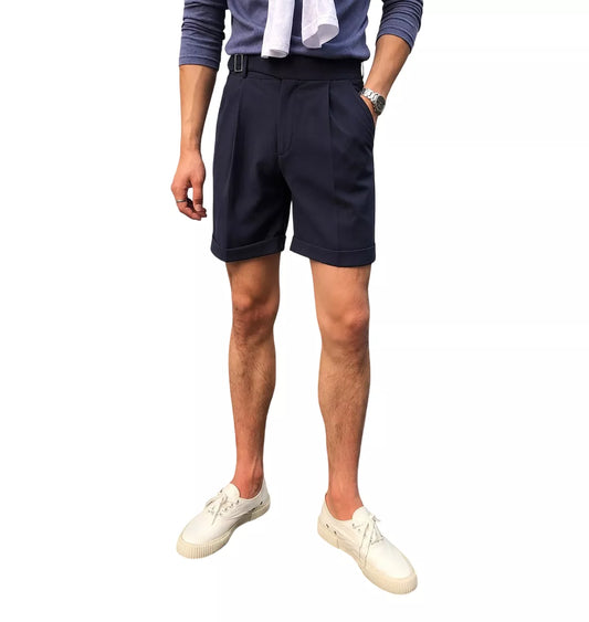 The Alt-Belt Short - Men's Formal Pleated Shorts | Diagonal Buckle Summer | Alex Shogun Alex Shogun Men's Clothes