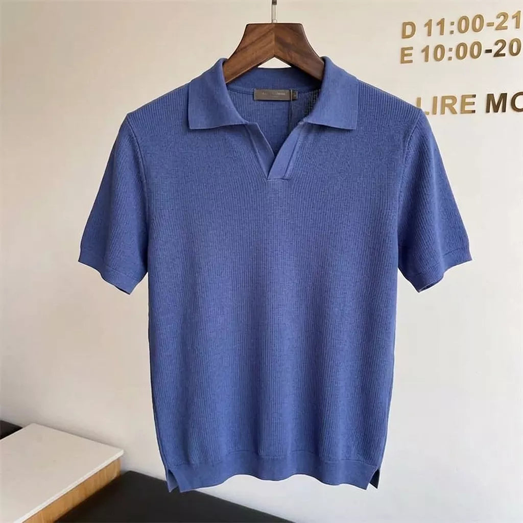 V-Neck Cotton Polo Shirt - Men's V-Neck Cotton Polo Shirt | Classic Masculine Style | Alex Shogun Alex Shogun Men's Clothes