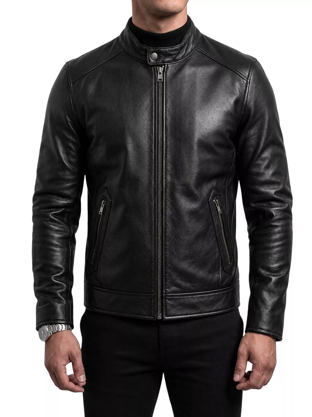 The Enforcer Leather Jacket — Cowhide Moto Jacket - Alex Shogun Men's Clothes