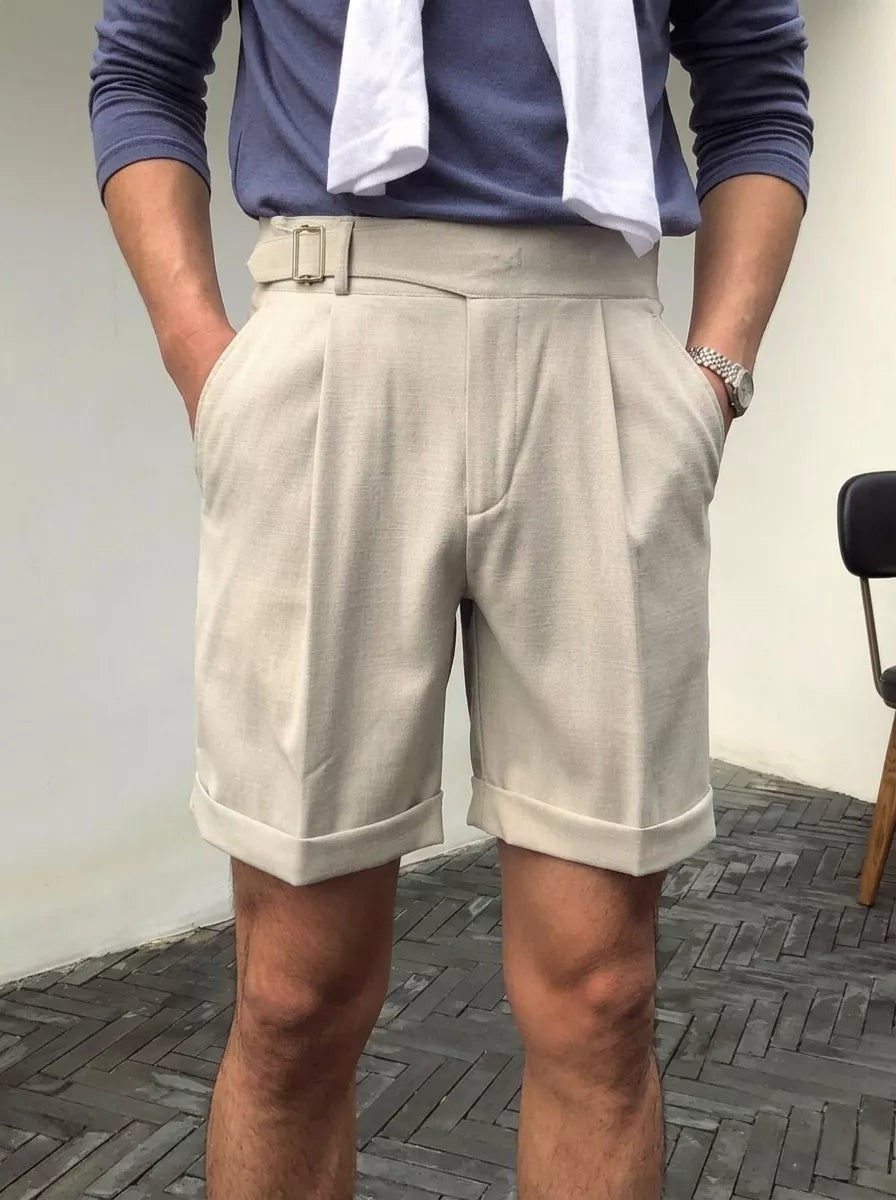 The Alt-Belt Short - Men's Formal Pleated Shorts | Diagonal Buckle Summer | Alex Shogun Alex Shogun Men's Clothes