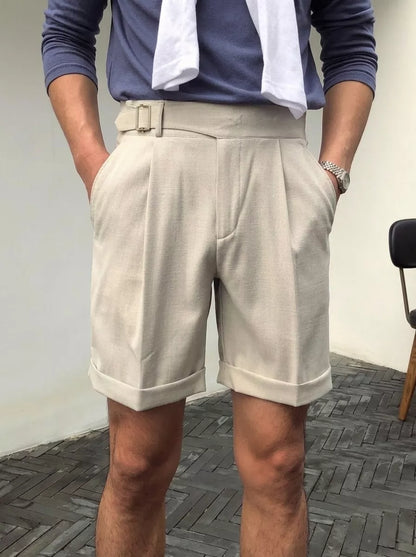 The Alt-Belt Short - Men's Formal Pleated Shorts | Diagonal Buckle Summer | Alex Shogun Alex Shogun Men's Clothes