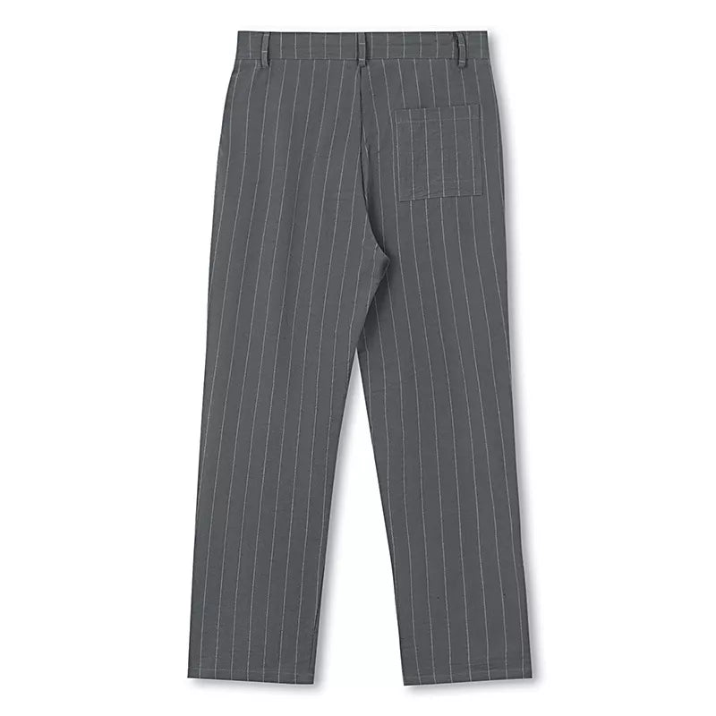 The Linear Pinstripe Trousers - Men's Pinstripe Linen Trousers | Wide leg Minimalist | Alex Shogun Alex Shogun Men's Clothes
