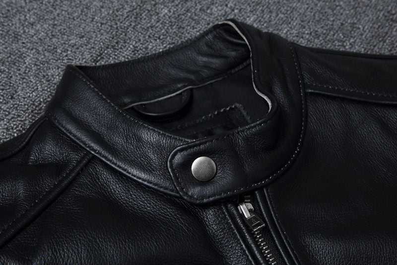 The Enforcer Leather Jacket — Cowhide Moto Jacket - Alex Shogun Men's Clothes