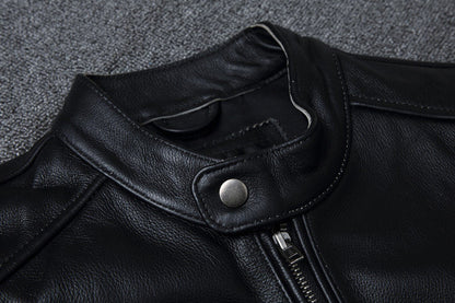 The Enforcer Leather Jacket — Cowhide Moto Jacket - Alex Shogun Men's Clothes