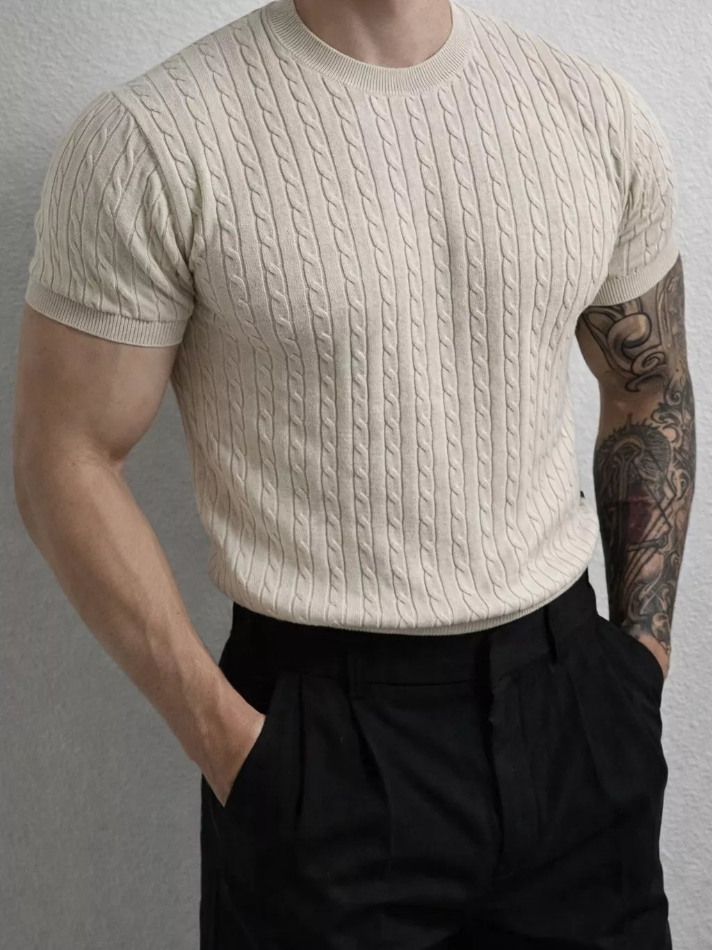 Cable Knit Tee - Cable Knit Tee Alex Shogun Men's Clothes