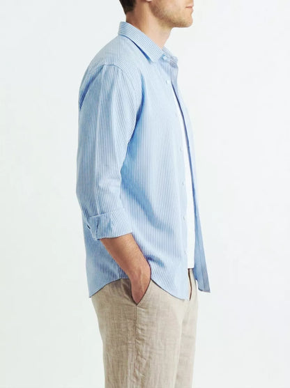 Basic Striped Shirt - Men's Blue White Striped Shirt | Classic Button Down | Alex Shogun Alex Shogun Men's Clothes