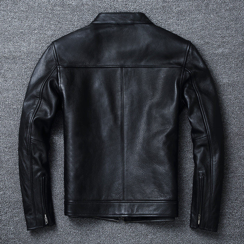 The Enforcer Leather Jacket — Cowhide Moto Jacket - Alex Shogun Men's Clothes