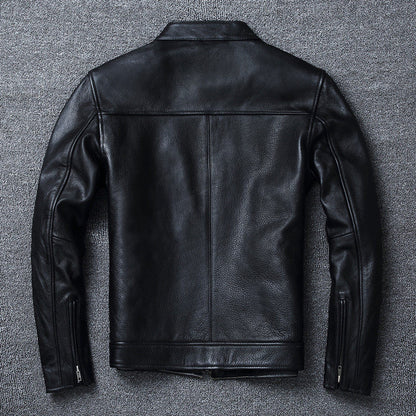 The Enforcer Leather Jacket — Cowhide Moto Jacket - Alex Shogun Men's Clothes