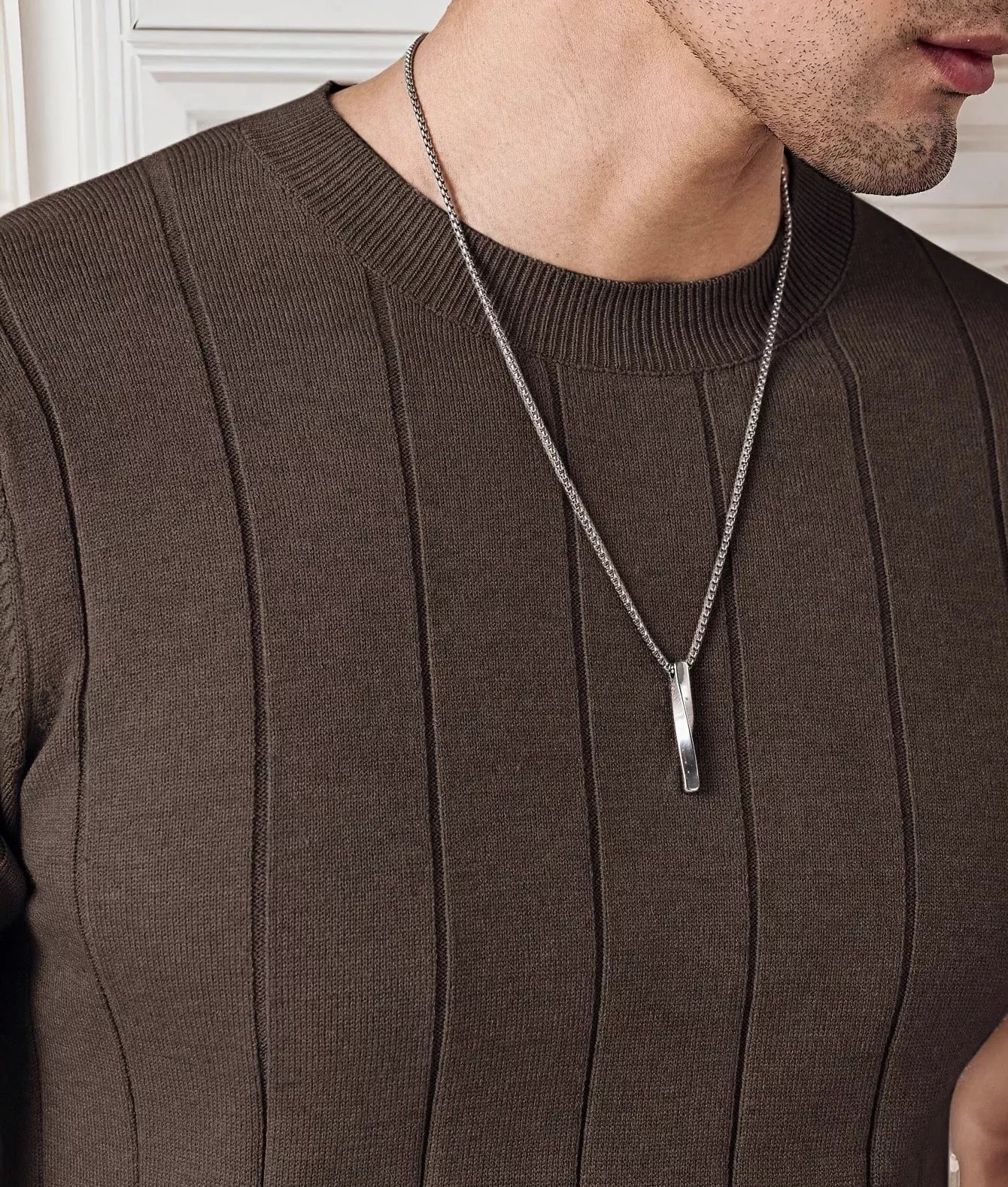Vertical Rib Knit Tee — Red Whine | Coffee | White