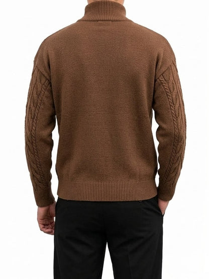 The Balmoral Knit Cardigan - Men's Cable Knit Stand Collar Cardigan | Elegant | Alex Shogun Alex Shogun Men's Clothes
