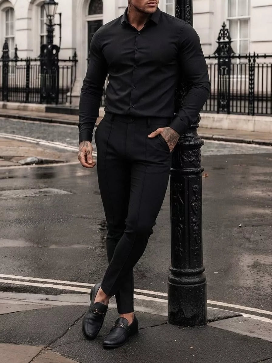 Business-Casual Tailored Trousers - Men's Slim Fit Business Trousers | Tailored Pants | Alex Shogun Alex Shogun Men's Clothes