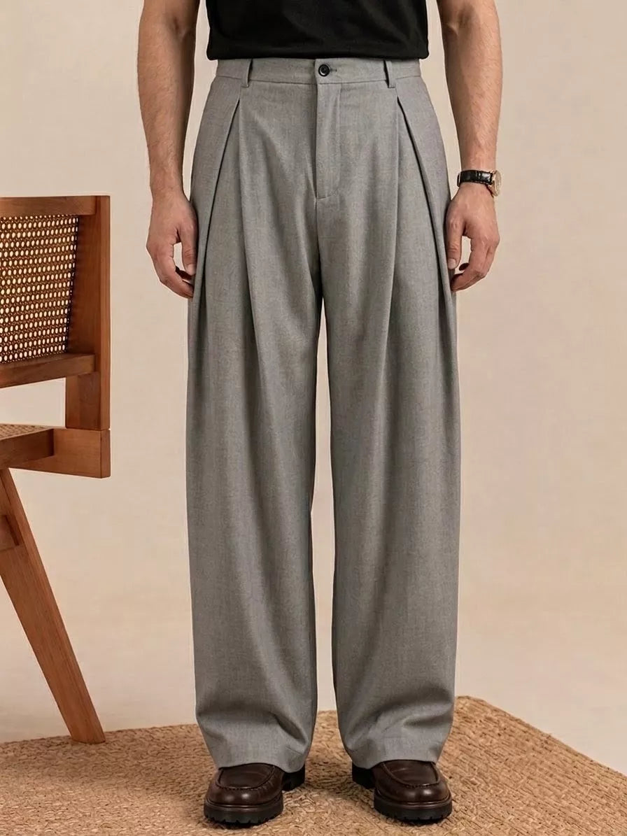 The Ambassador Wide-Leg Trousers — Pleated