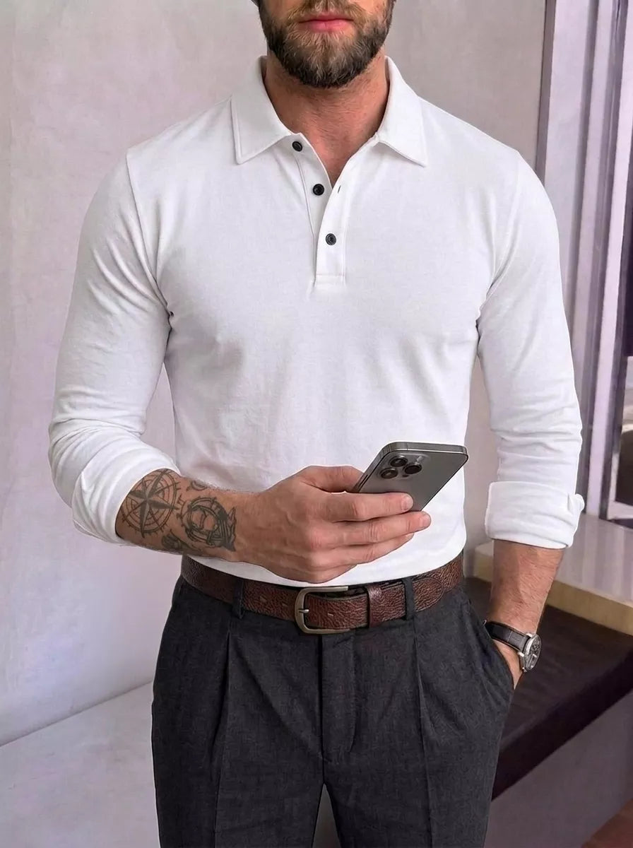 The Diplomat Long-Sleeve Polo | Alex Shogun - Alex Shogun Men's Clothes
