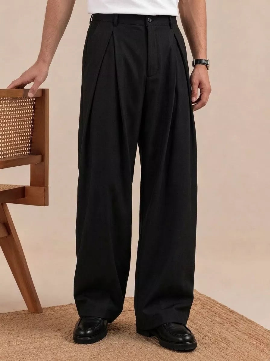 The Ambassador Wide-Leg Trousers — Pleated