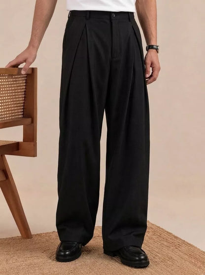 The Ambassador Wide-Leg Trousers — Pleated