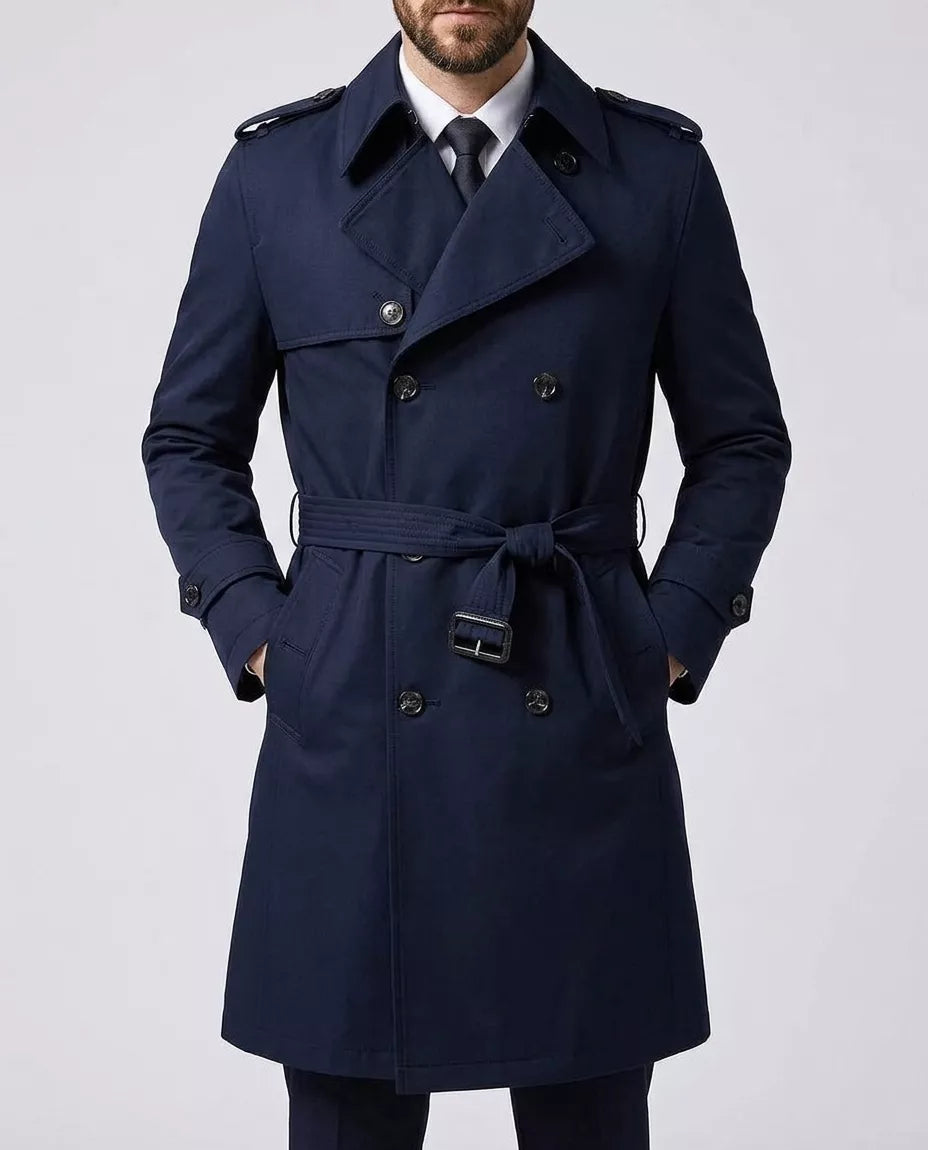 Classic Trench Coat - Men's Double Breasted Trench Coat | Dark Masculine | Alex Shogun Alex Shogun Men's Clothes
