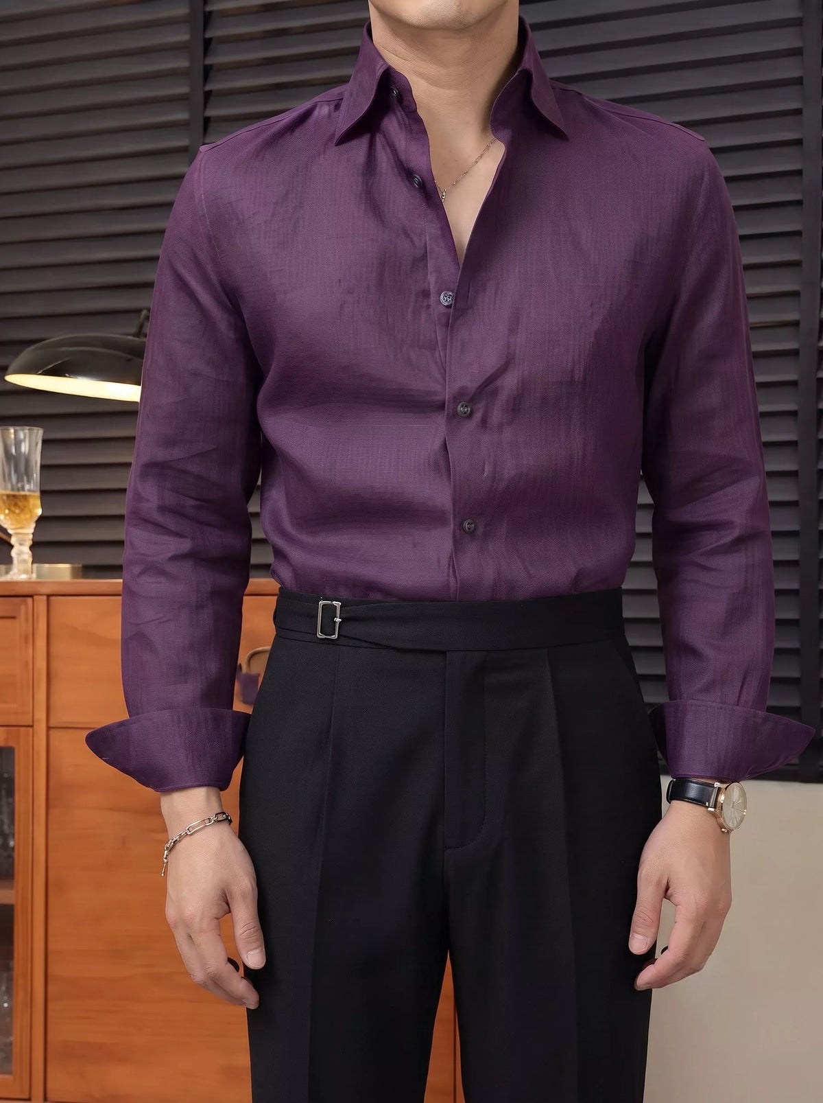Aubergine Linen Shirt