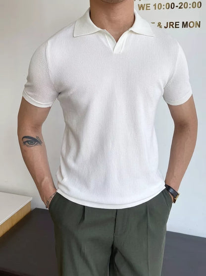 V-Neck Cotton Polo Shirt - Men's V-Neck Cotton Polo Shirt | Classic Masculine Style | Alex Shogun Alex Shogun Men's Clothes