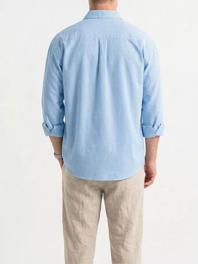 Basic Striped Shirt - Men's Blue White Striped Shirt | Classic Button Down | Alex Shogun Alex Shogun Men's Clothes