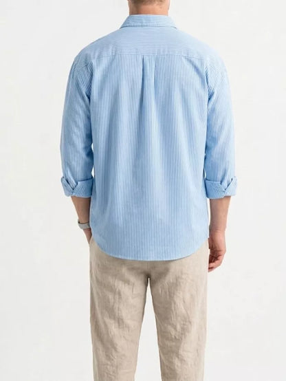 Basic Striped Shirt - Men's Blue White Striped Shirt | Classic Button Down | Alex Shogun Alex Shogun Men's Clothes