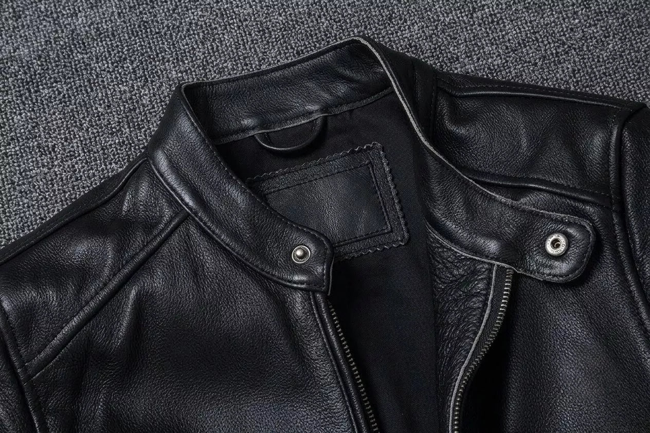 The Enforcer Leather Jacket — Cowhide Moto Jacket - Alex Shogun Men's Clothes