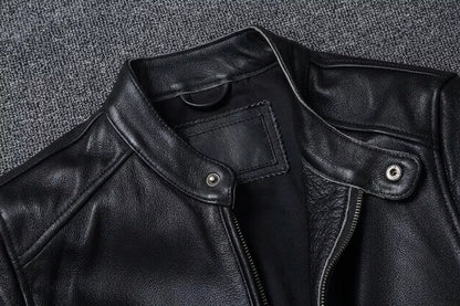 The Enforcer Leather Jacket — Cowhide Moto Jacket - Alex Shogun Men's Clothes