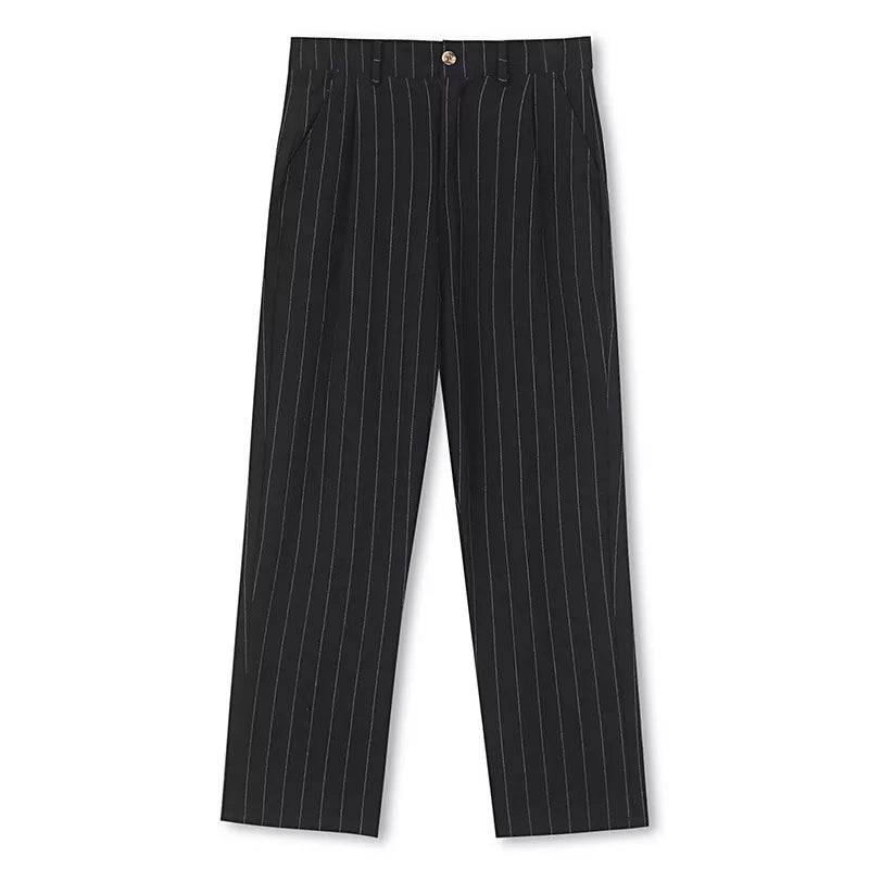 The Linear Pinstripe Trousers - Men's Pinstripe Linen Trousers | Wide leg Minimalist | Alex Shogun Alex Shogun Men's Clothes