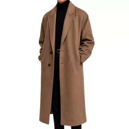 Single-Breasted Overcoat - Men's Single Breasted Wool Overcoat | Dark Long Coat | Alex Shogun Alex Shogun Men's Clothes