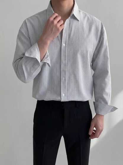 Basic Striped Shirt - Men's Blue White Striped Shirt | Classic Button Down | Alex Shogun Alex Shogun Men's Clothes