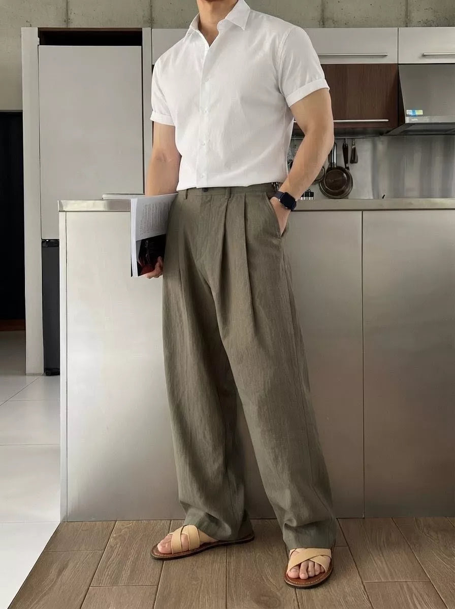 The Nobleman's Linen Wide-Leg Pants - Men's Wide Leg Linen Pants | Luxury Aesthetic Trousers | Alex Shogun Alex Shogun Men's Clothes