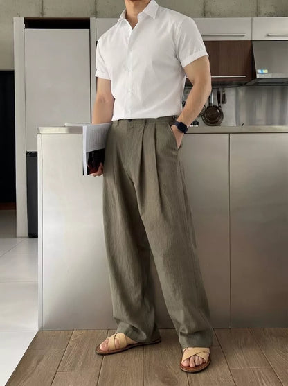 The Nobleman's Linen Wide-Leg Pants - Men's Wide Leg Linen Pants | Luxury Aesthetic Trousers | Alex Shogun Alex Shogun Men's Clothes