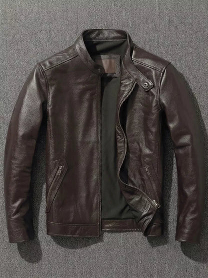 The Enforcer Leather Jacket — Cowhide Moto Jacket - Alex Shogun Men's Clothes