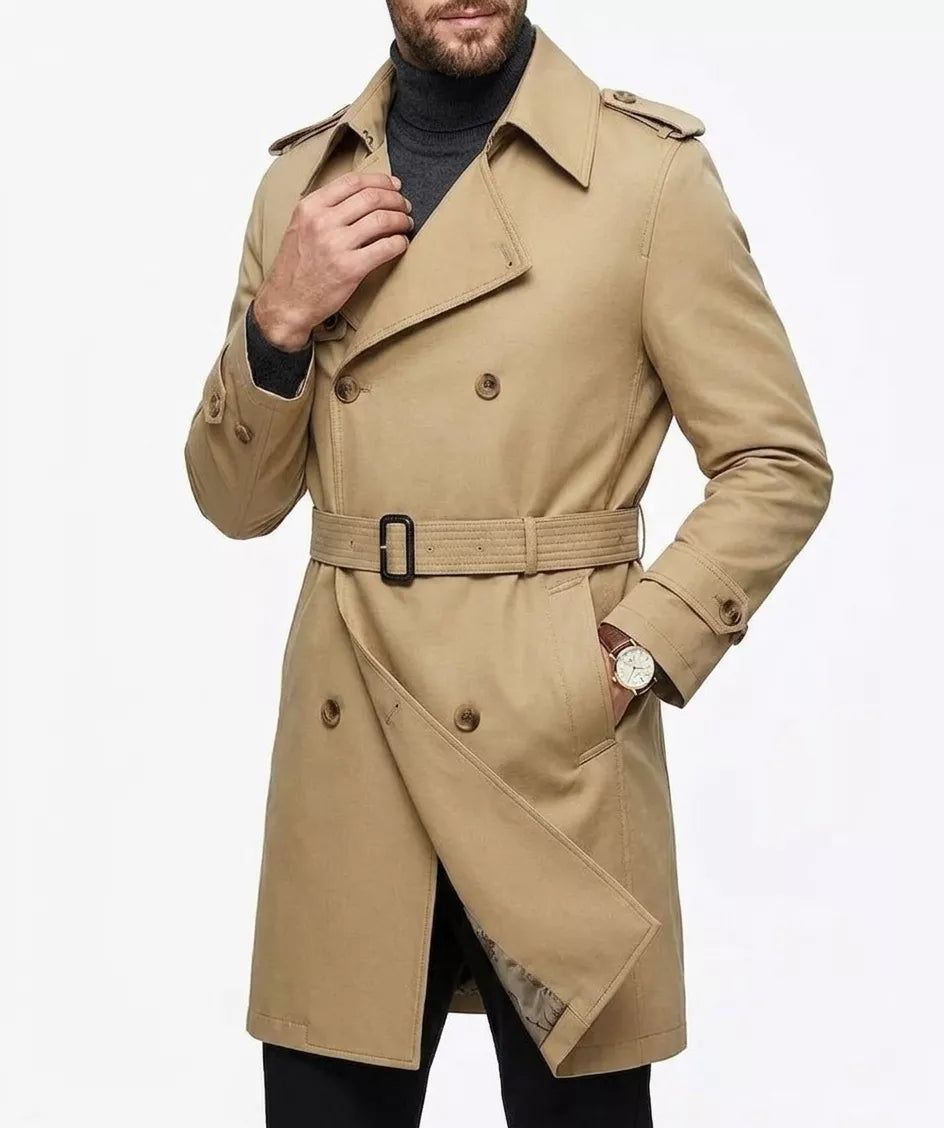 Classic Trench Coat - Men's Double Breasted Trench Coat | Dark Masculine | Alex Shogun Alex Shogun Men's Clothes