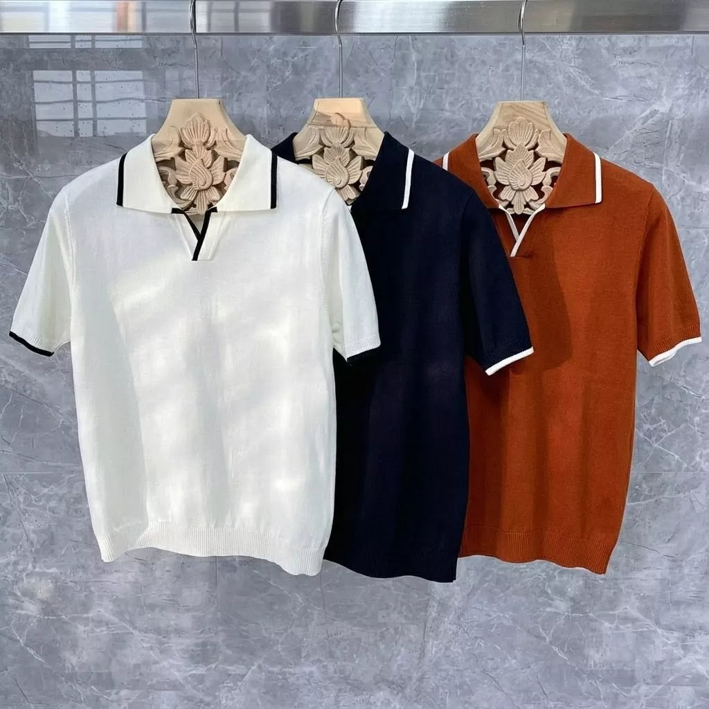 Collar Trim Polo Shirt - Men's Trim Collar Polo Shirt | Classic Masculine Style | Alex Shogun Alex Shogun Men's Clothes
