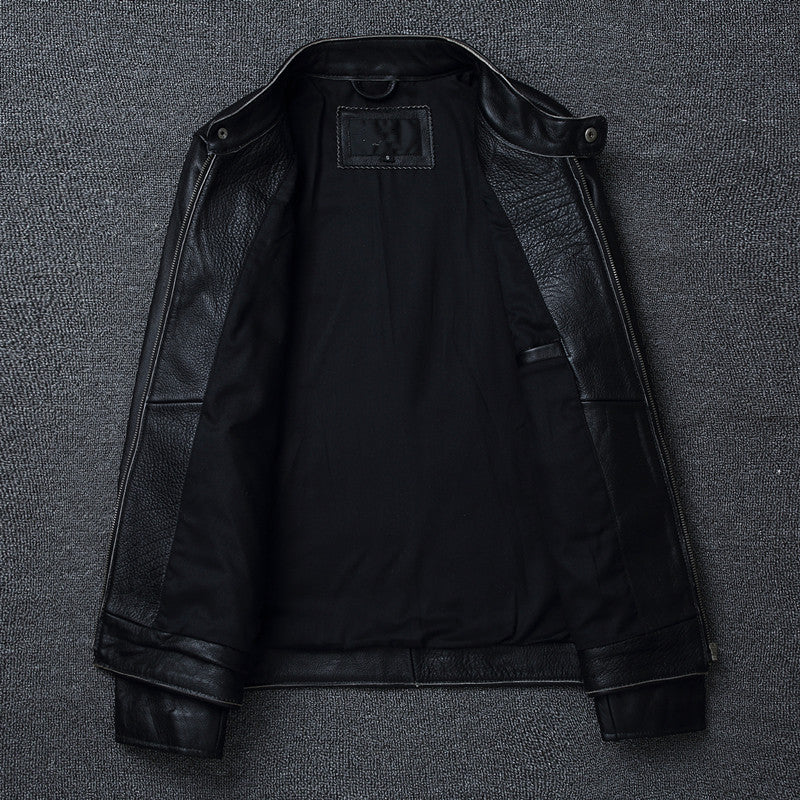 The Enforcer Leather Jacket — Cowhide Moto Jacket - Alex Shogun Men's Clothes