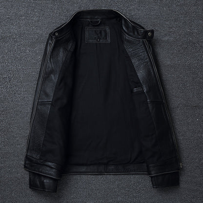 The Enforcer Leather Jacket — Cowhide Moto Jacket - Alex Shogun Men's Clothes