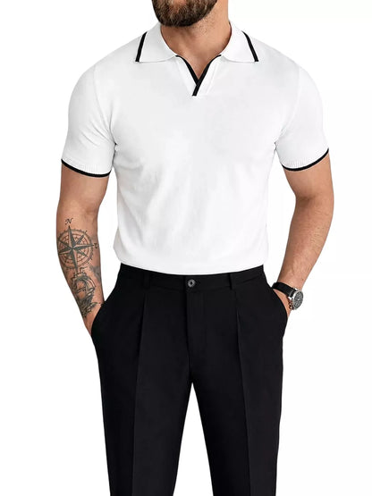 Collar Trim Polo Shirt - Men's Trim Collar Polo Shirt | Classic Masculine Style | Alex Shogun Alex Shogun Men's Clothes
