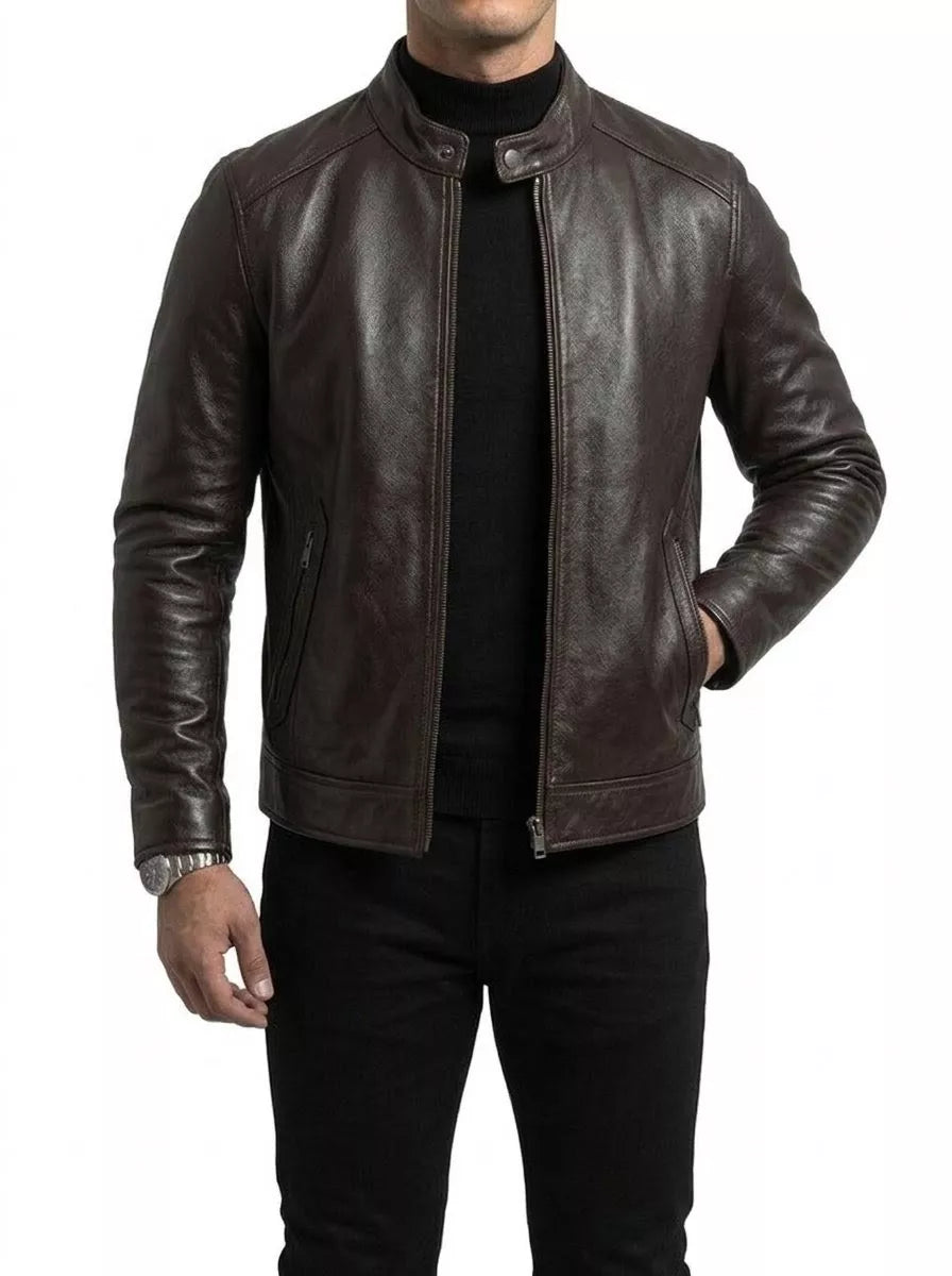 The Enforcer Leather Jacket — Cowhide Moto Jacket - Alex Shogun Men's Clothes