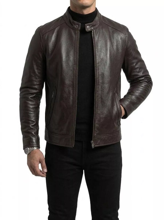 The Enforcer Leather Jacket — Cowhide Moto Jacket - Alex Shogun Men's Clothes